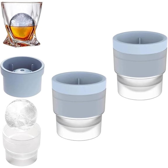 Chiclify Ice Ball Molds, 2.5in Slow Melting Round Ice Cube Mold with Lids,2/3/6PCS Premium Stackable Easy-Release Silicone Ice Balls Maker Mold for Whiskey Cocktails and Drinks (3, White)