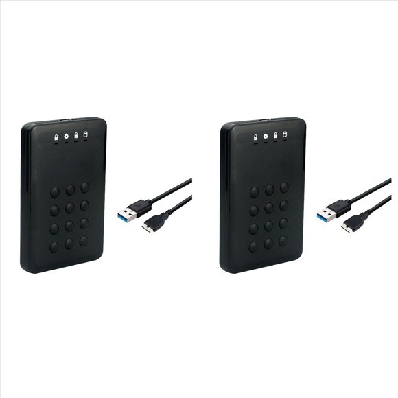 2X Carcasa HDD Caja SSD Caja de Disco Duro Cifrado Caja de Disco Duro USB3.0 de 5 Gbps para Disco Duro de 2,5 Pulgadas