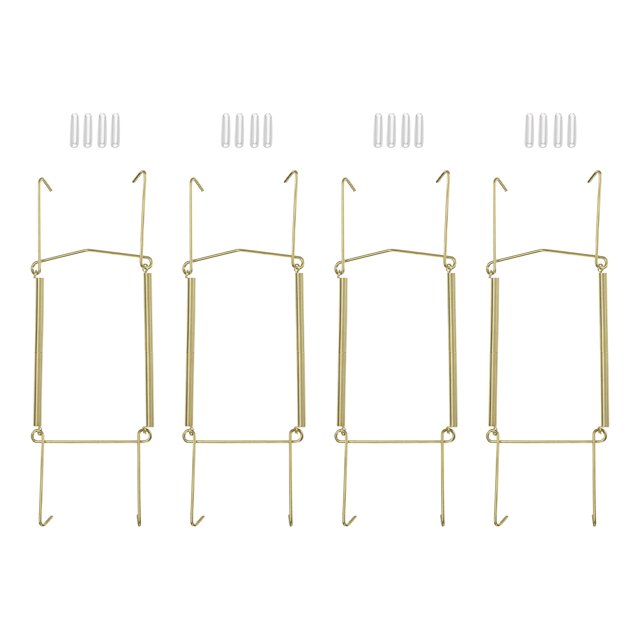 Uxcell 4 Pcs Soporte para Platos 8 x 2.8 pulgadas Soportes de Platos de Pared Invisibles en Zinc Dorado