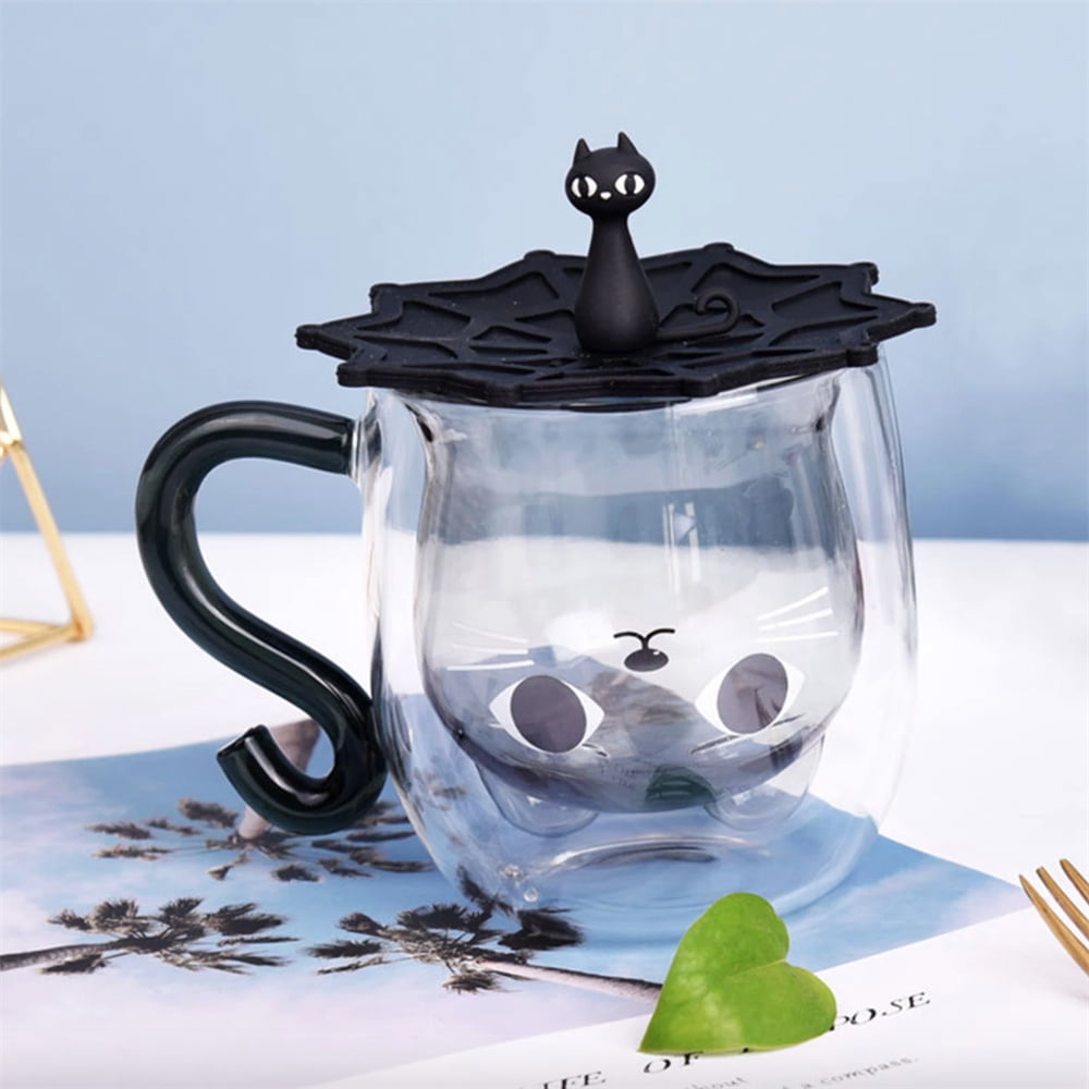 Starbucks Cup Korea Halloween Cat Double Layer Glass Cup With Lid Gift