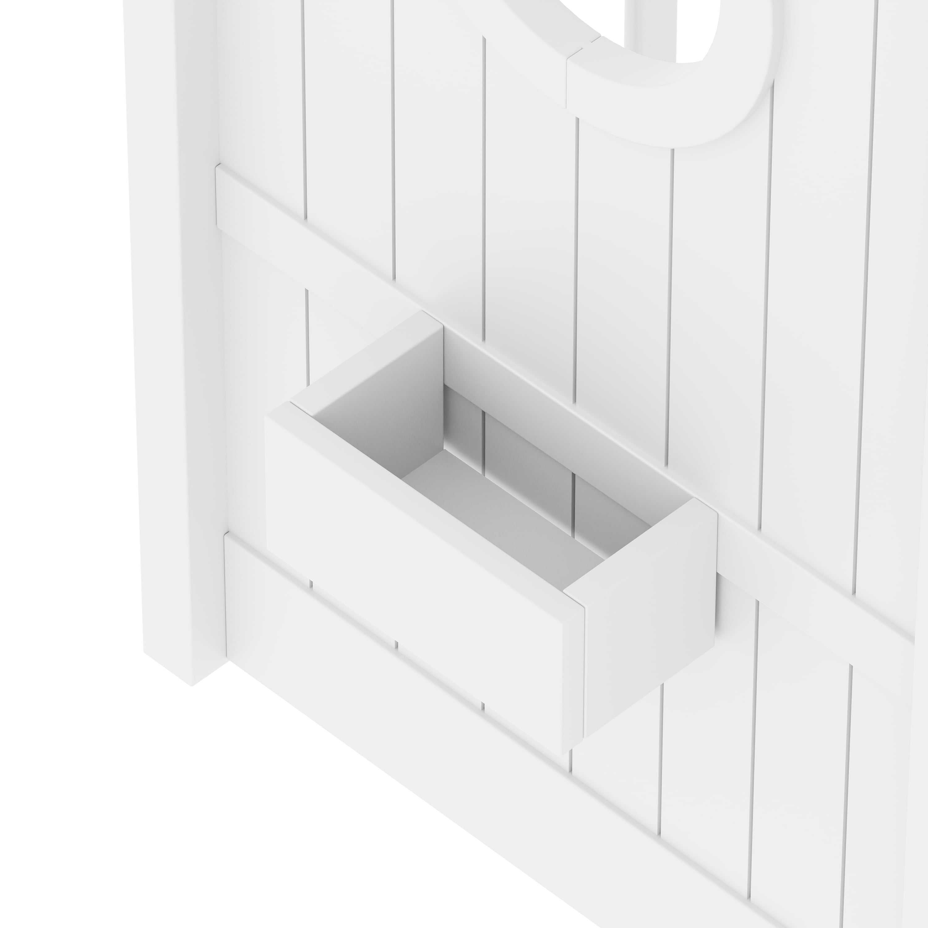 Euroco Wood Full Size House Bed with Cabinets, Floor Bed with Roof Design and Storage Shelves, White