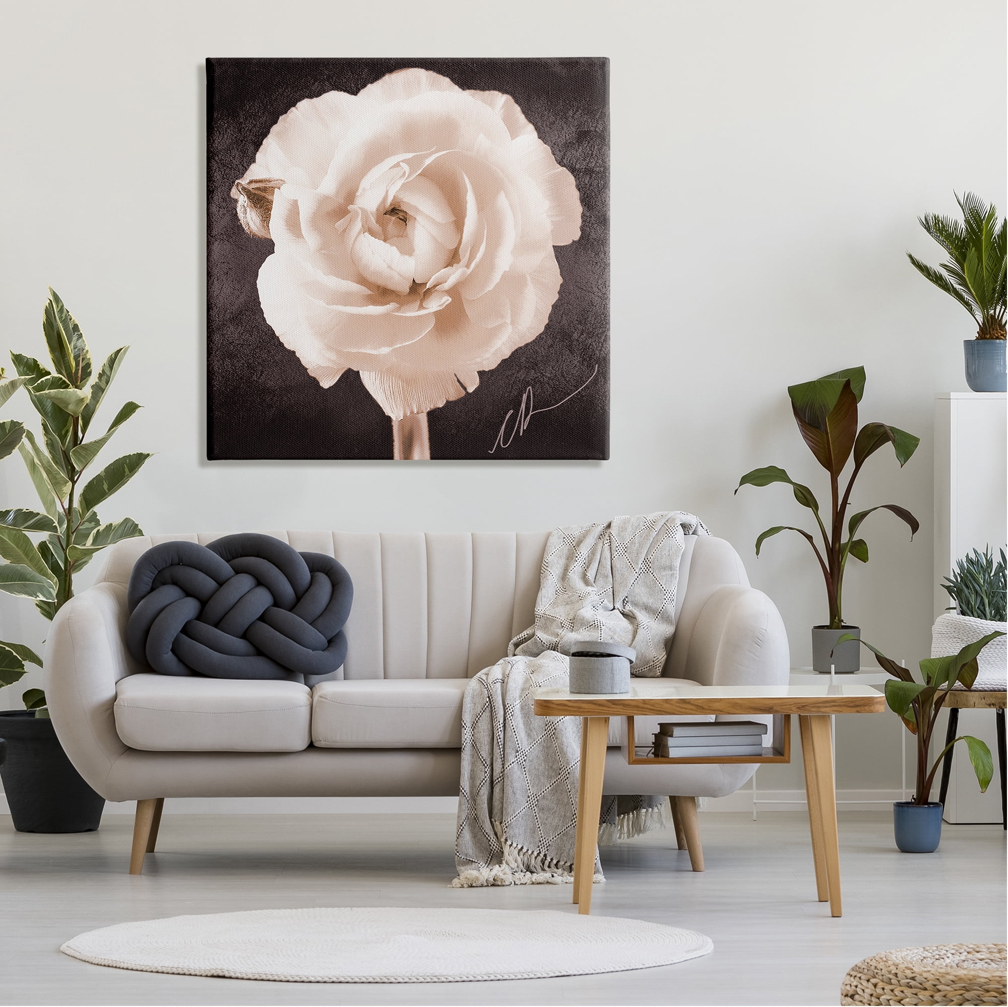 Stupell Industries Vintage Rose Bloom Botanical & Floral Painting Gallery Wrapped Canvas Art Print Wall Art, 36 x 36