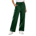 thumbnail image 2 of Nfurl Sweatpants for Women Straight Leg Pants with Pockets Elastic Waist Drawstring Solid Color Basic Sweat Pants Comfy Casual Sweatpant Green,L, 2 of 6