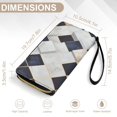 thumbnail image 6 of Womens Wallet Bifold Ladies Cluth Bag Wristlet Wrist Strap Long Purse White Navy Cubes Design, 6 of 6