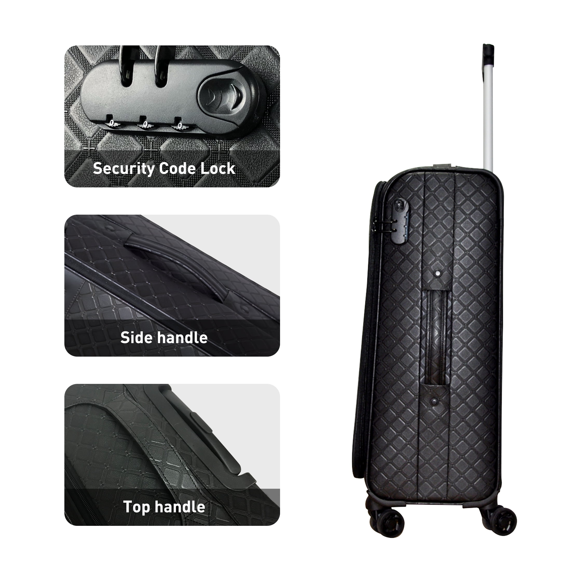 WEPLUS 4 piece Suitcases Luggage 24inch PU Leather Softside Suitcase with Double Spinner Wheels