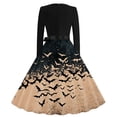 thumbnail image 4 of Iyufng Womens Halloween Gradient Bat Long Sleeve Dresses with Black Sash Bow Flared Midi Dress Vintage Party Costume, 4 of 6