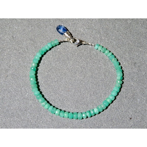 Colombian Emerald 4mm Rondelle Shape Faceted Cut Beads 7 inch Adjustable Silver Plated Clasp Bracelet for men, women, unisex. Link Chain Stacking Bracelet.|LINK_02274
