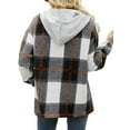 thumbnail image 3 of MOSHU Flannel Shirts for Women Button Down Plaid Shirt Hooded Shacket Jacket with Pocket, 3 of 7