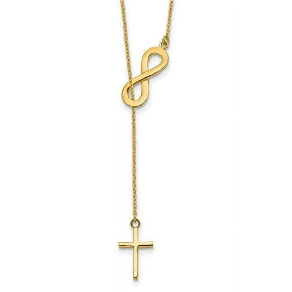 Primal Gold 14 Karat Yellow Gold Infinity and Cross Lariat Necklace