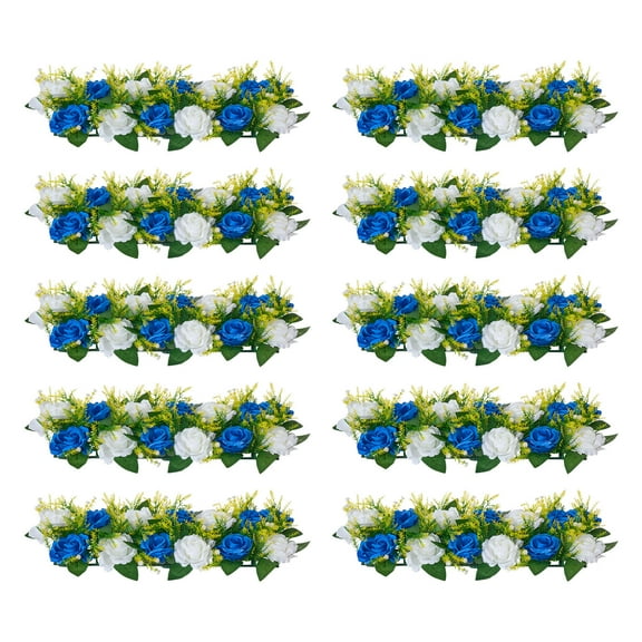 VEVOR Flower Ball Arrangement Bouquet 10 PCS, 19.6 x 8.6 Inch Artificial Flower Balls Wedding Table Centerpieces, Faux Rose Arrangements for Wedding Centerpiece Home Decoration, Blue and White Roses