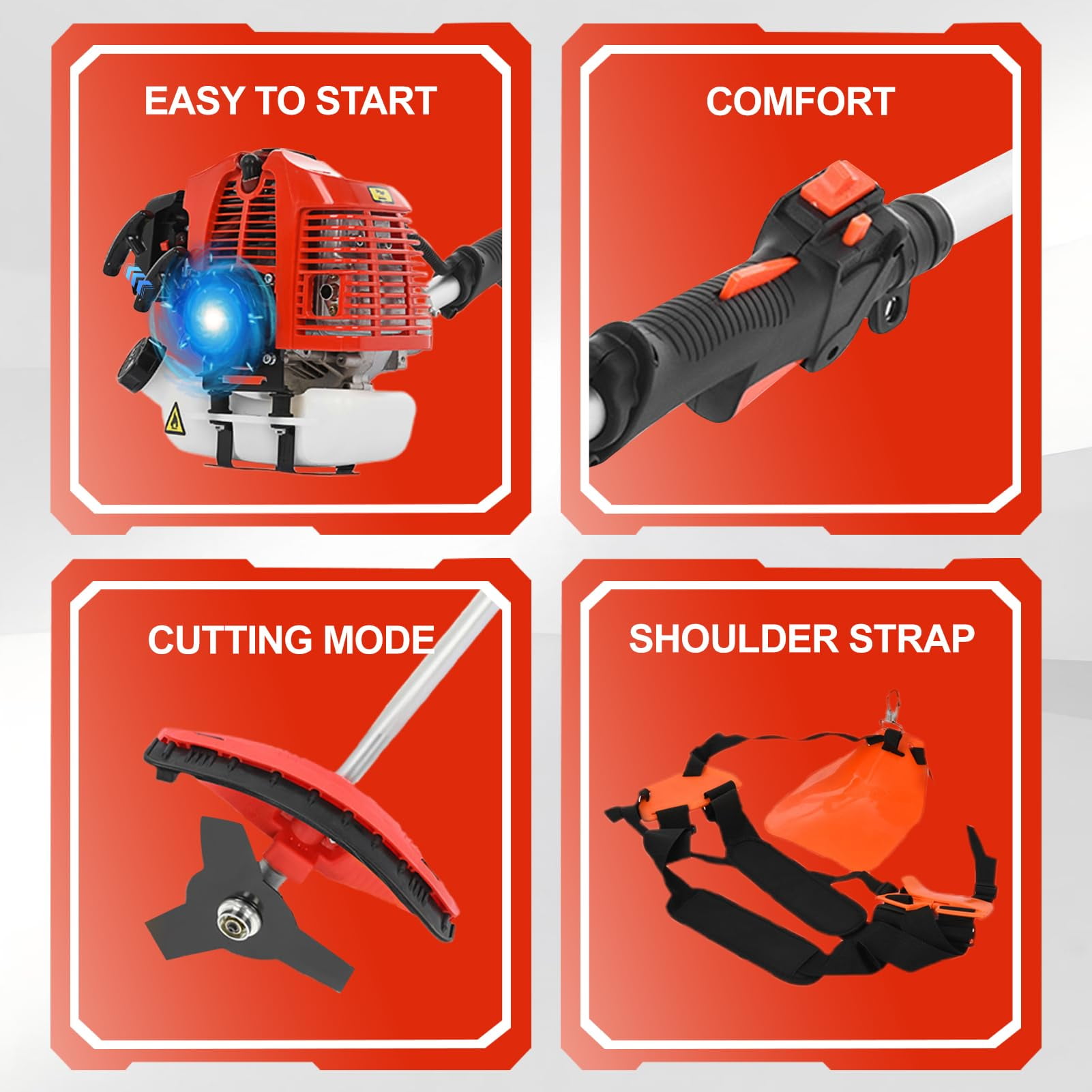 5 in 1 Weed Wacker Gas Powered, 52CC 2-Stroke String Trimmer/Edger, Pole Saw, Hedge Trimmer and Brush Cutter Blade with Extension Pole – Gas Powered Yard Tool for Landscaping