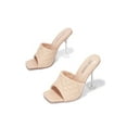 thumbnail image 4 of Cape Robbin Rafa Nude Vegan Quilted Leather Open Toe High Heel Dress Mule Sandal (Nude, 6.5), 4 of 4