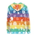 thumbnail image 4 of Renewold Rainbow Stripes Zipper Hoodie with Hood Women Casual Long Sleeve Sweatshirt Activewear Valentine's Day Heart Long Sleeve Recreation Jackets Size S, 4 of 6