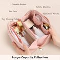 thumbnail image 3 of Bolsa de maquillaje Prite Travel impermeable de piel vegana a cuadros rosa, 3 of 9