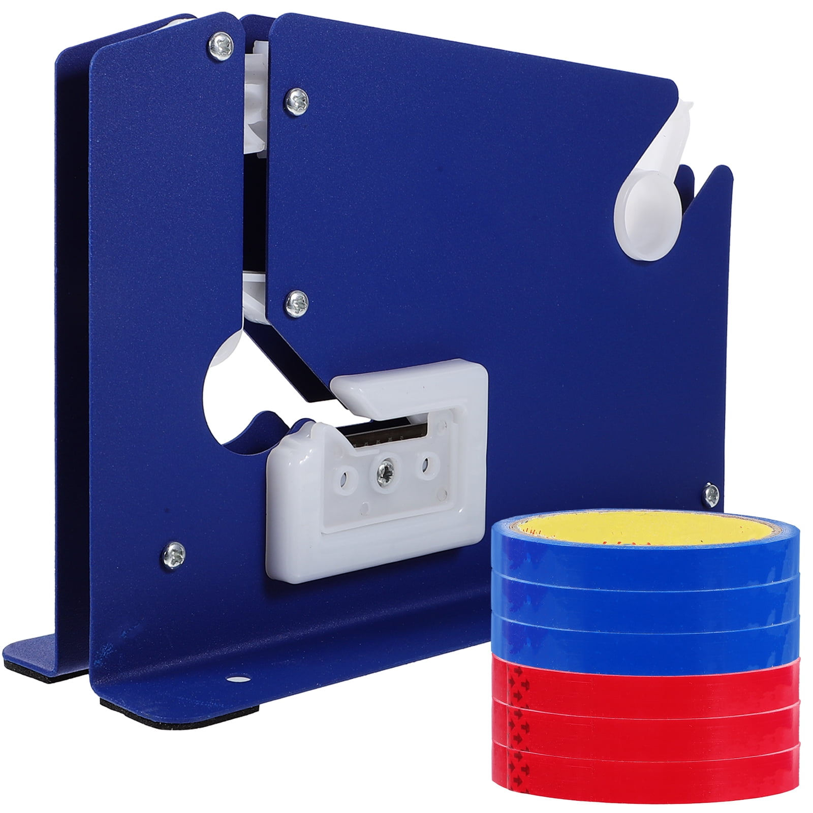 Metal Bag Neck Sealer Tape Dispenser with 6 Rolls 12mm Tape for Retail, Grocery, Shop Use - Random Colors Included