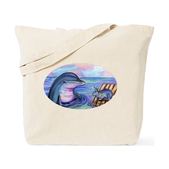 CafePress - Dolphin Bunny Rabbit Easter Tote Bag - Unisex Canvas Tote Bag, Beige, 1-Piece