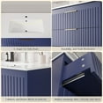 thumbnail image 6 of 36" Wall Mounted Bathroom Vanity with Sink, Floating Design with 2 Spacious Drawers and Metal Handles, Blue, 6 of 7