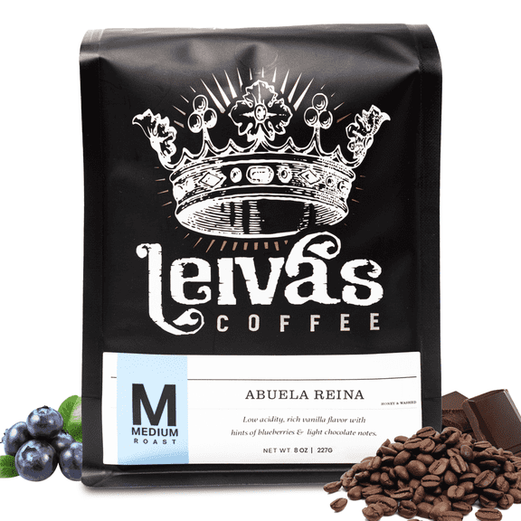 Leivas Medium Roast Whole Bean Coffee (8 Oz) - Roasted to Order, Single Origin Guatemalan Beans - Abuela Reina Whole Beans w/ Vanilla, Blueberries & Chocolate Notes - Nutty, Earthy Low Acidity Roast