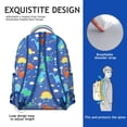 thumbnail image 2 of Dinosaur Student School Backpack for Student Cute Roaring Dino Print with Planets Stars Forest Nature Theme Colorful Design, 2 of 4