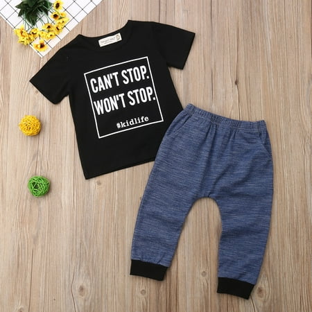 

2Pcs Baby Boys Little Brother T-Shirt Tops and Pants Leggings Summer Outfits Set