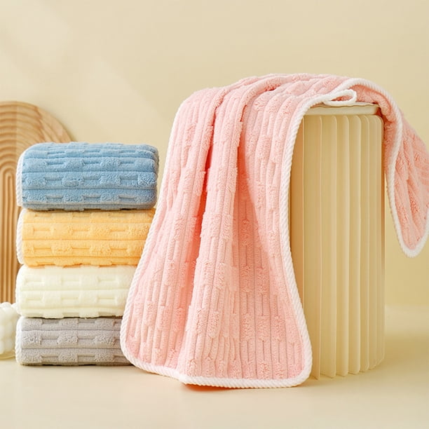 Toalla de baño de forro polar Toalla de secado rápido para adultos – Toalla de poliéster suave y absorbente para cara y cuerpo, ligera, 29,5" x 13,8", colores variados, 1 pack