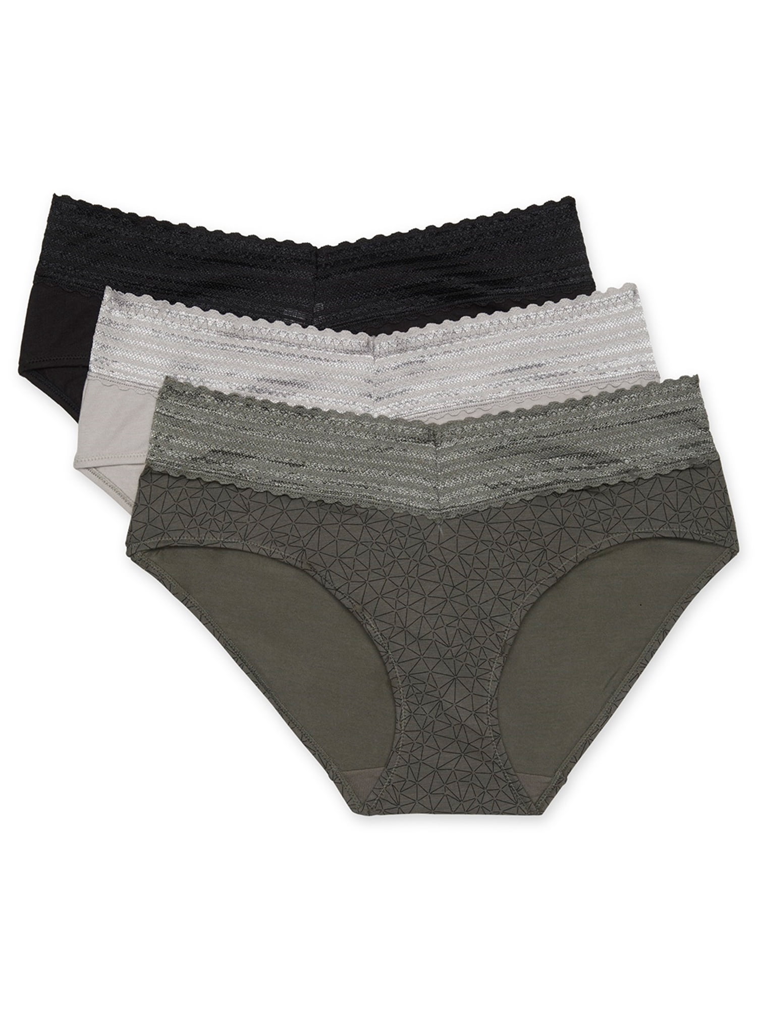 Photo 1 of Blissful Benefits by Warner's Women's No Muffin Top Cotton Stretch Lace Hipster, 3-Pack
SIZE M 