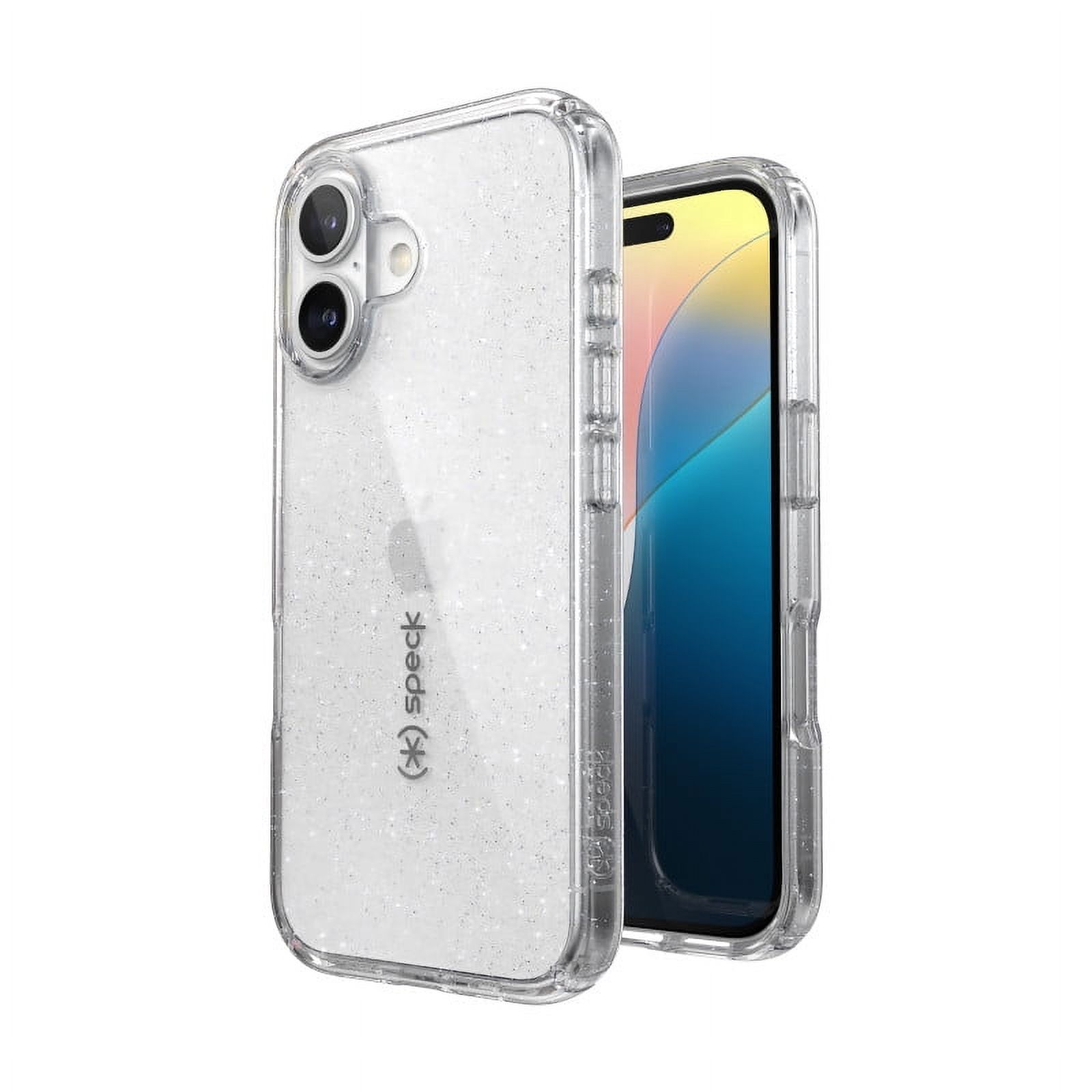 Speck iPhone 16 Gemshell Lux in Clear and Platinum Glitter