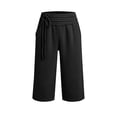 thumbnail image 4 of SAWOBUUN Womens Wide Leg Capri Sweatpants High Waisted Drawstring Casual Soft Cropped Lounge Pants with Pockets, 4 of 7