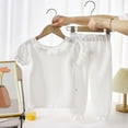 thumbnail image 2 of TAIAOJING Summer Thin Children's Short Sleeved Lace Collar T Shirt + Solid Color Pants Daily Casual Two Piece Set For 6-12 Months, 2 of 9