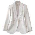 thumbnail image 2 of Fengqque Women's Tweed Blazer Jacket Warm Fashion Business Casual Elegant Long Sleeved V-neck Coat with Pockets White XL(XL), 2 of 7