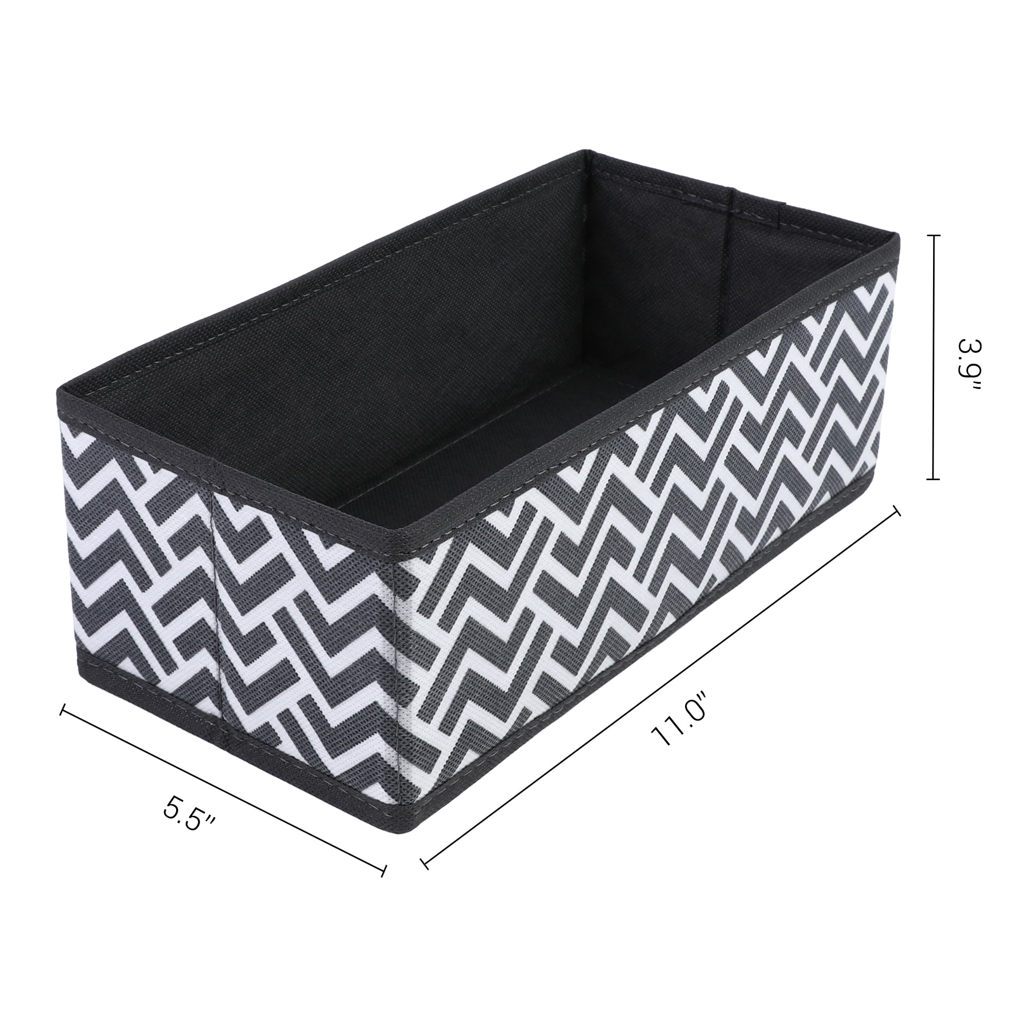 Unique Bargains Storage Bins for Closet Organizers Wavy Pattern Black 11"x5.5"x3.9"