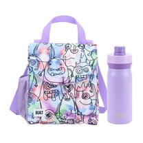 BUILT Kids Reusable Lunch Bag and 16oz Cascade Stainless Steel Water Bottle Chug Lid Bundle Purple