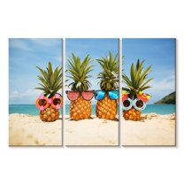 Elephant Stock Funny Pineapple Fruit Wall Art - Horizontal Multi Panel Canvas - Living Room Wall Decor - Humor Multi Panel - Orange And Green Decor - 65" x 42"