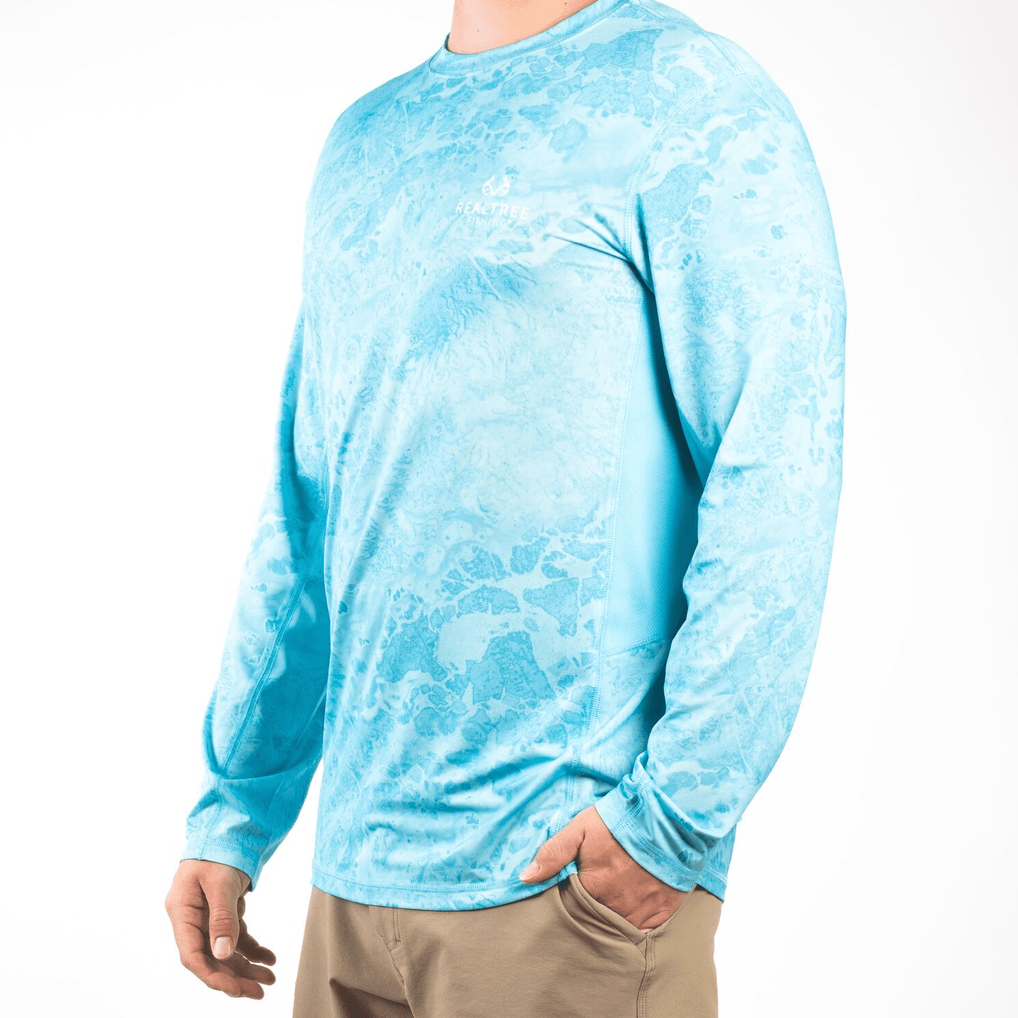 Realtree Wav3 Neon Citrus Camo Long Sleeve Performance Fishing Shirt for Men