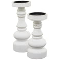 thumbnail image 5 of DecMode 2 Candle White Wood Turned Style Pillar Candle Holder, Set of 2, 5 of 7