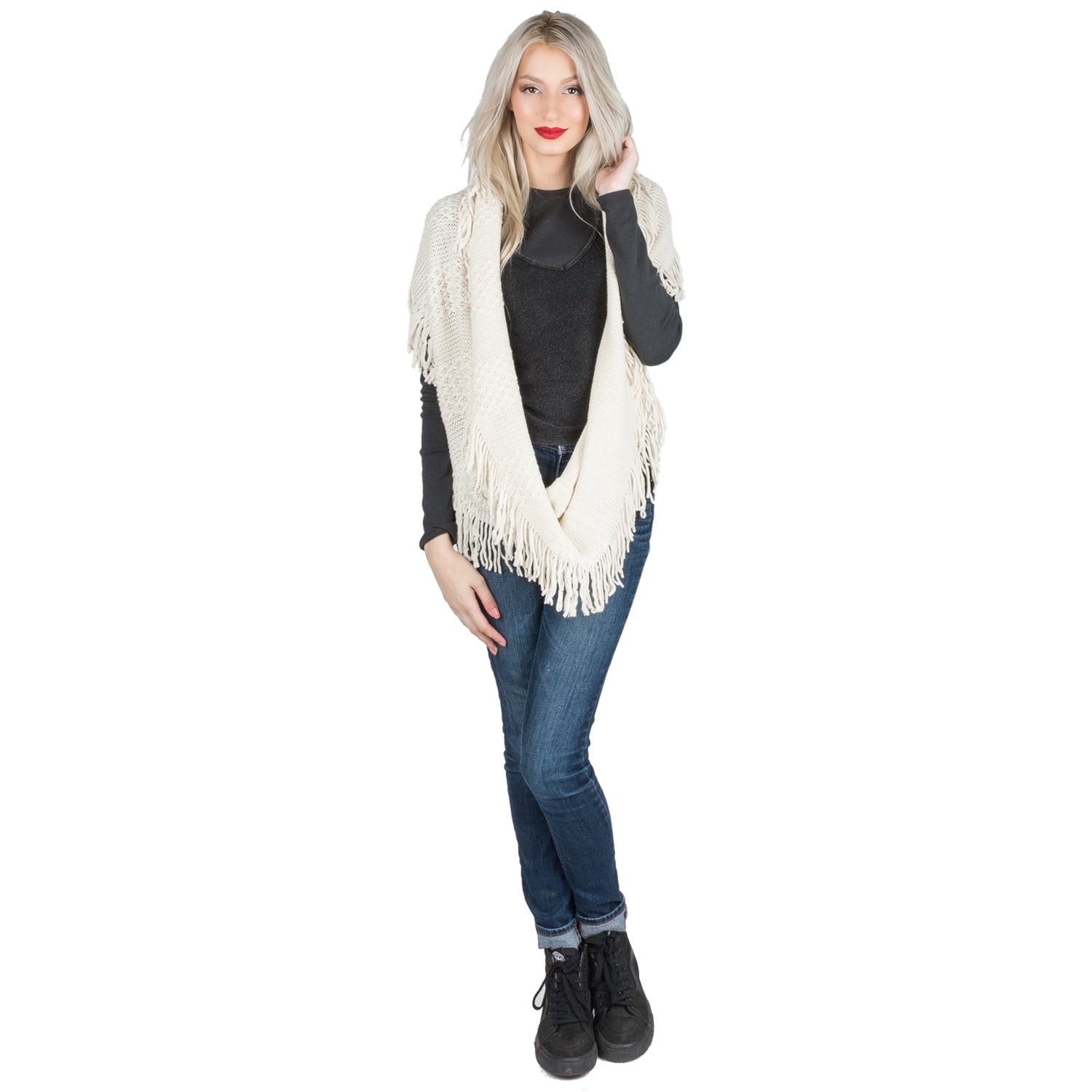 Women's Melinda Warm and Cozy Knitted Beanie and Soft Plush Infinity Scarf Bundle