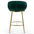 thumbnail image 3 of ChenyueFurn Set of 2 26" Velvet Counter Height Bar Stools with Gold Base,Green, 3 of 11