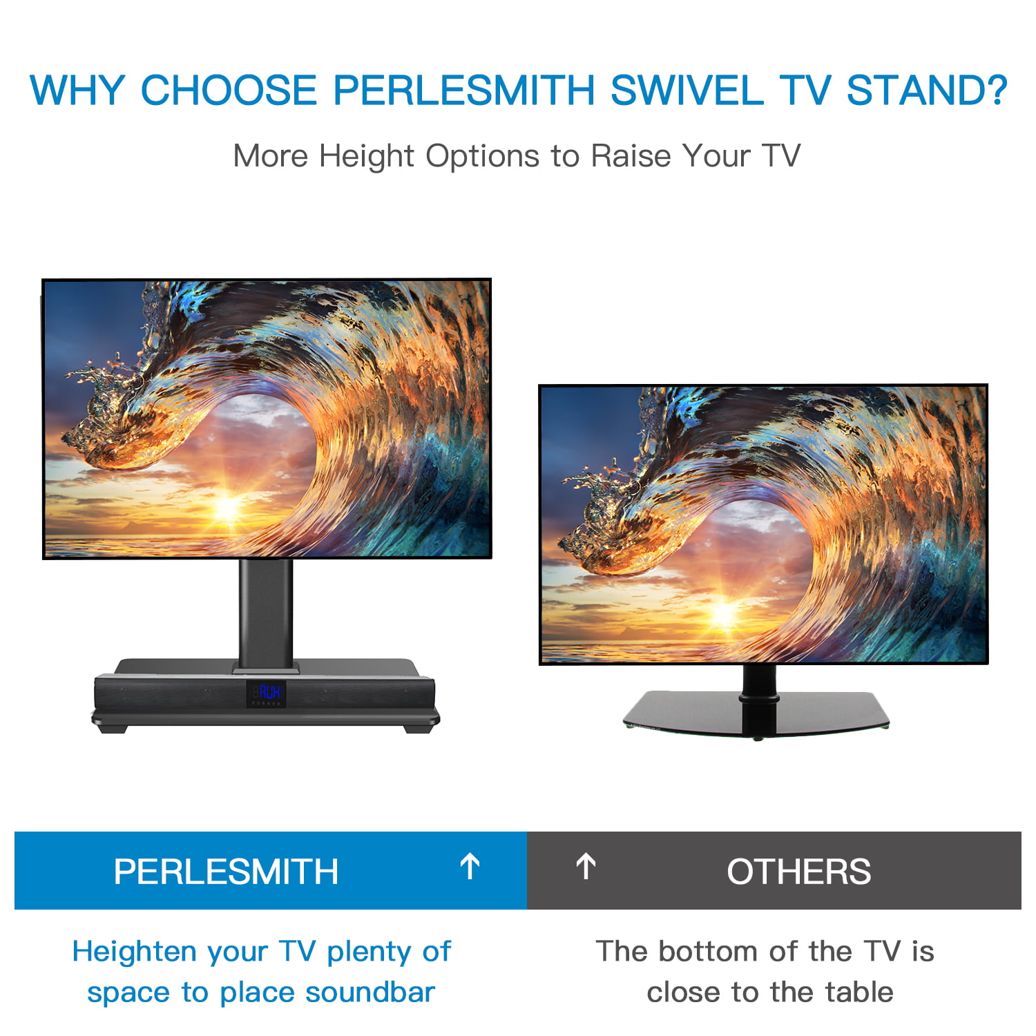 PERLESMITH TV Tripod Stand-Portable TV Stand for 23-60 Inch LED LCD OLED  Flat Screen TVs-Height Adjustable Display Floor TV Stand with VESA  400x400mm