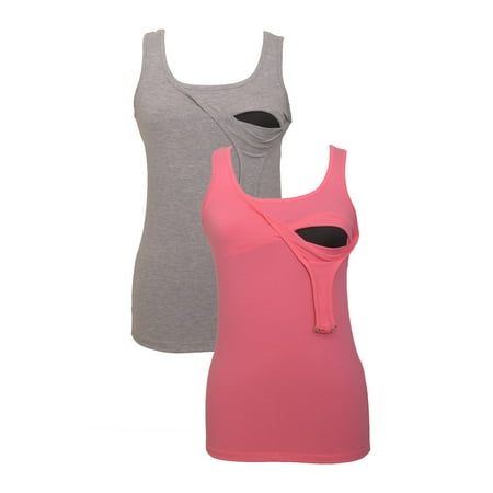 

100% Premium Cotton - Women Nursing Maternity Tank Top 2 Piece Set