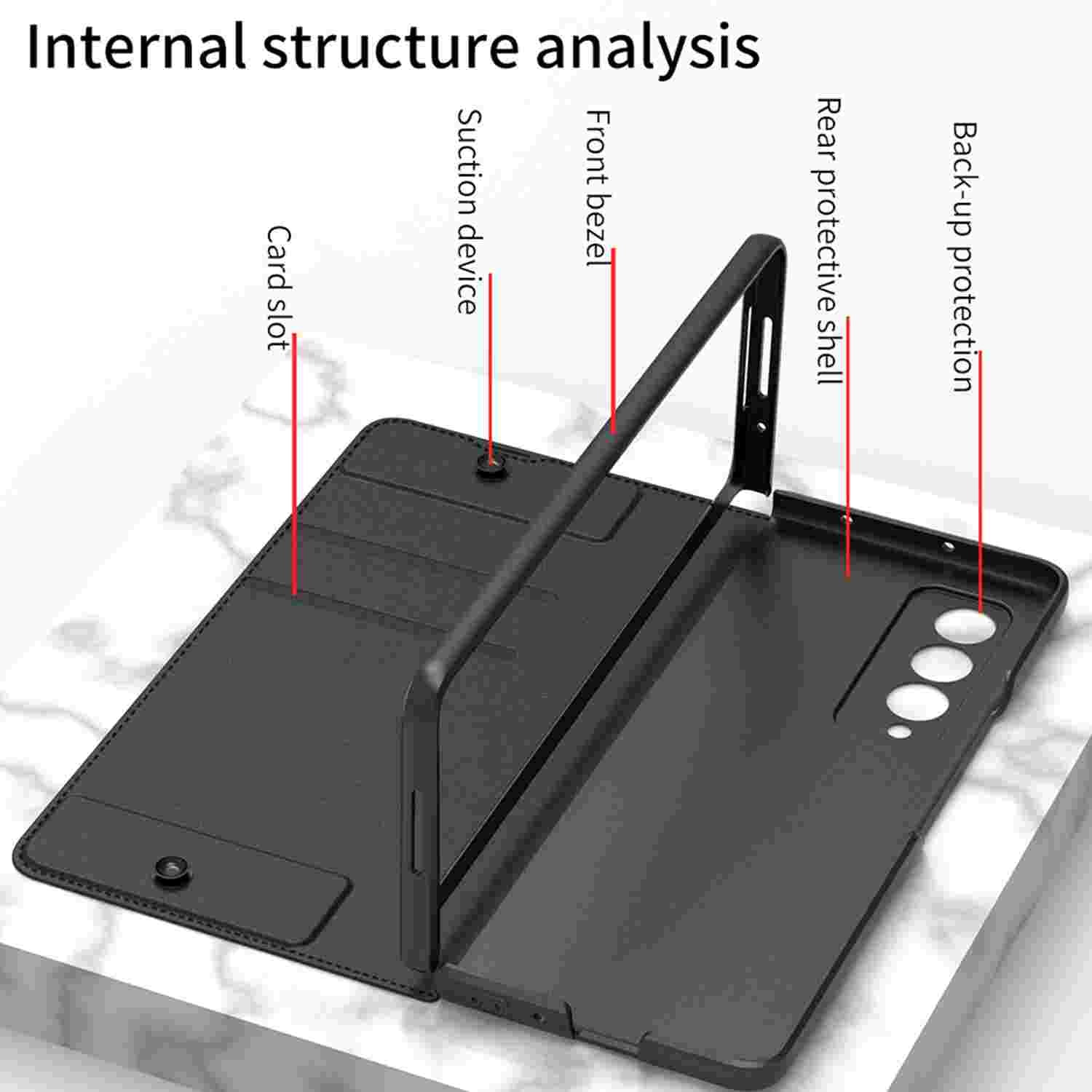 TECH CIRCLE For Samsung Galaxy Z Fold 6 5G Case, Slim Fit Luxury PU Leather Removable S Pen Holder Kickstand Protective Flip Wallet Case For Samsung Galaxy Z Fold 6 5G,Carbonfiber Texture