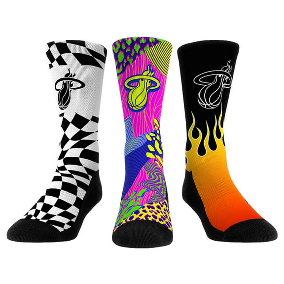 Unisex Rock Em Socks Miami Heat Team Vibes Three-Pack Crew Socks Set