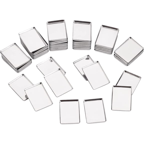 PH 50pcs Empty Metal Pans Rectangle Palette Pans 0.8 x 1.1 Inch Eyeshadow Blush Lipstick Organizer Make Up Tins for Lipstick Pressed Powders Makeup Cosmetic Palette for DIY