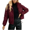 thumbnail image 2 of Chaquetas y abrigos casuales de manga larga sin capucha para mujer, chaqueta de cuello alto corto y versión holgada, chaqueta de pan con cremallera, chaqueta de algodón, abrigo corto para mujer, 2 of 4