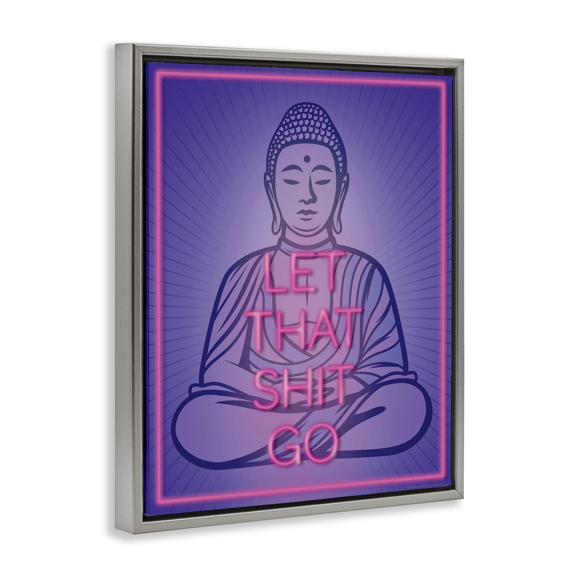 Stupell Industries Let That Sh*t Go Meditation Novelty & Humor Painting Gray Floater Framed Canvas Art Print Wall Art, 25 x 31