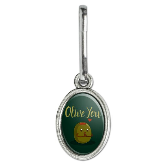 Olive You I Love You Funny Antiqued Oval Charm Clothes Purse Suitcase Backpack Zipper Pull Aid
