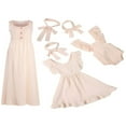 thumbnail image 1 of Vêtements Assortis pour la Famille Maman et Moi Robe Sans Manches avec Bandeau pour Femmes Bébés Filles, 1 of 6