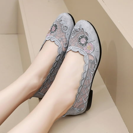 Xysaqa Women Flats Shoes  Ballets Shoes for Girls Fashion Women Ventilate Casual Round Head Comfy Casual Mesh Shoes Mary Janes Flats on Clearance