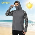 thumbnail image 3 of BRANROY Long Sleeve Shirts for Men - UPF 50+ Sun Protection Hoodie Camo Print Lightweight Fishing Hiking Outdoor Top,Gray S, 3 of 7