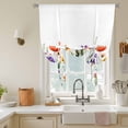 thumbnail image 3 of Rustic Wildflower Tie Up Curtain 63 Inches Long, Floral Watercolor Spring Flower Leaves Balloon Style Kitchen Window Curtain Over Sink, Small Window Rod Pocket Curtain 42"x63", 3 of 9