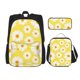 thumbnail image 1 of Disketp Daisies Flowers Mochila Estampada de Gran Capacidad con Lonchera y Estuche, Set de 3 Piezas para Estudiantes, 1 of 7